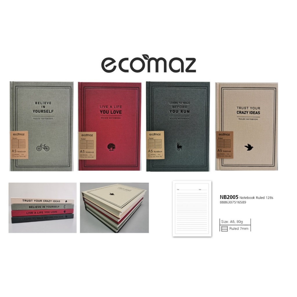 eComaz Hardcover Note Book Ruled A5 / Kulit keras Buku Nota eComaz A5 ...