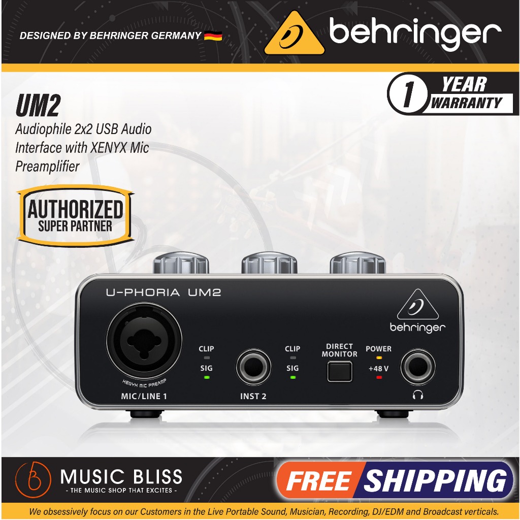 Behringer U-Phoria UM2 USB Audio Interface (UM-2 / UM 2) | Shopee Singapore