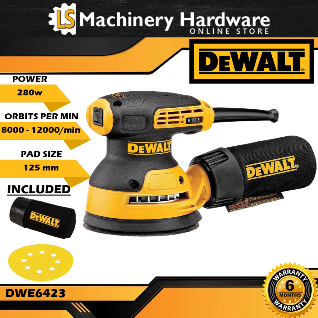 DEWALT DWE6423 280W 5" / 125mm Orbital Sander 3 Year Warranty