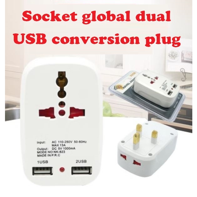 Socket global dual USB conversion plug universal to standard conversion ...