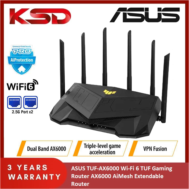 ASUS TUF-AX6000 Wi-Fi 6 TUF Gaming Router AX6000 AiMesh Extendable 