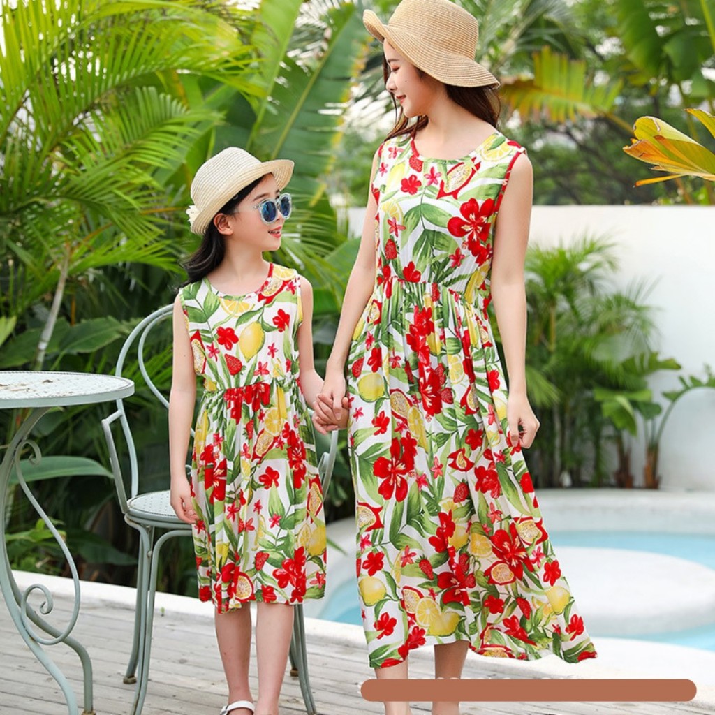 Children hawaii dress Baju Pantai Perempuan Hawaii dress Kids Dress Women s beach wear Baju Flora. Shopee Singapore