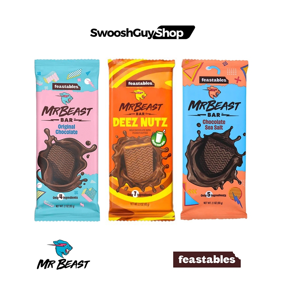 Mr Beast Feastables Chocolate Bar 60g | Deez Nutz, Sea Salt, | Shopee  Singapore