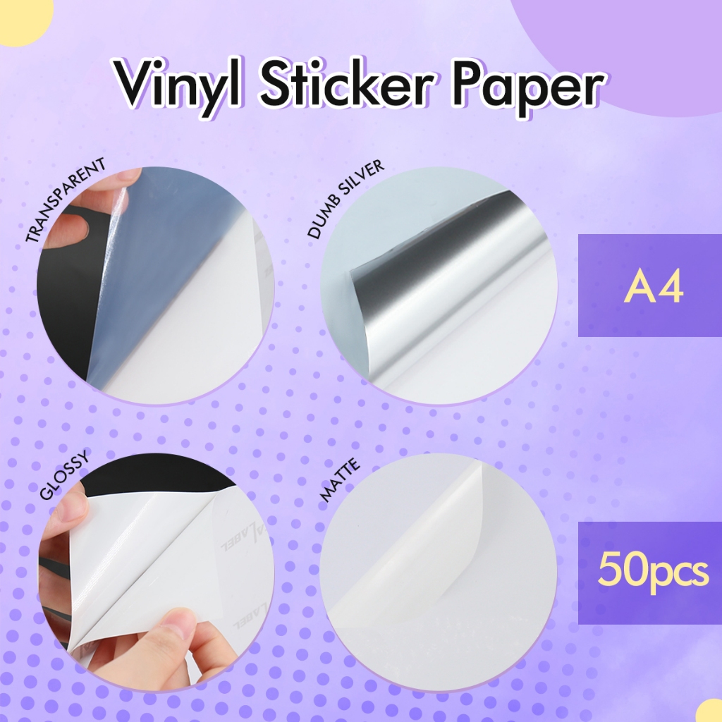 【Vinyl Sticker】Self Adhesive Paper sticker film A4 For Inkjet Printer ...