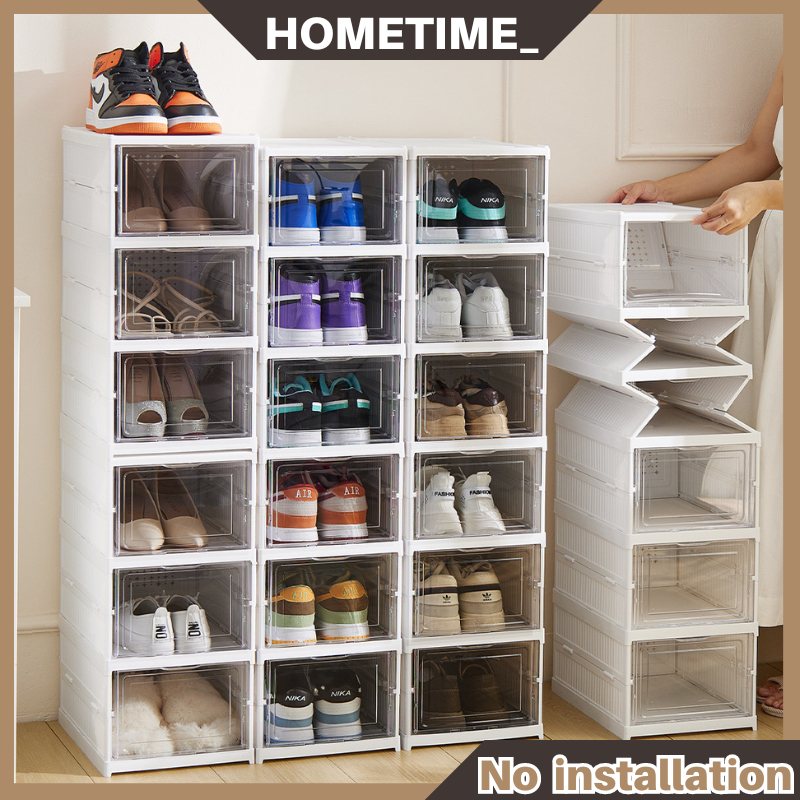 Foldable Shoe Rack Shoes Organizer Rak Kasut Stackable Storage Boxes ...