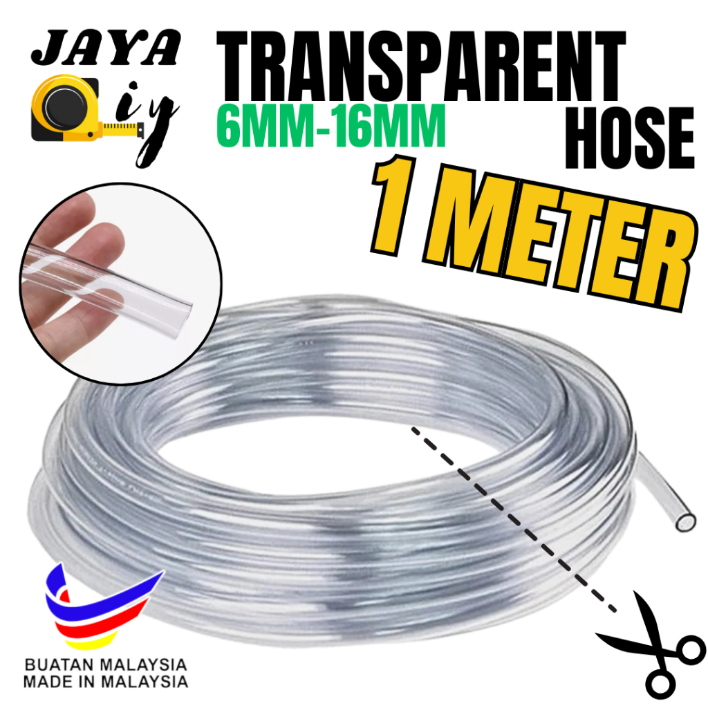 [LOOSE CUT] POTONG 1 METER POTONG PVC Transparent Clear Hose Pipe Air ...