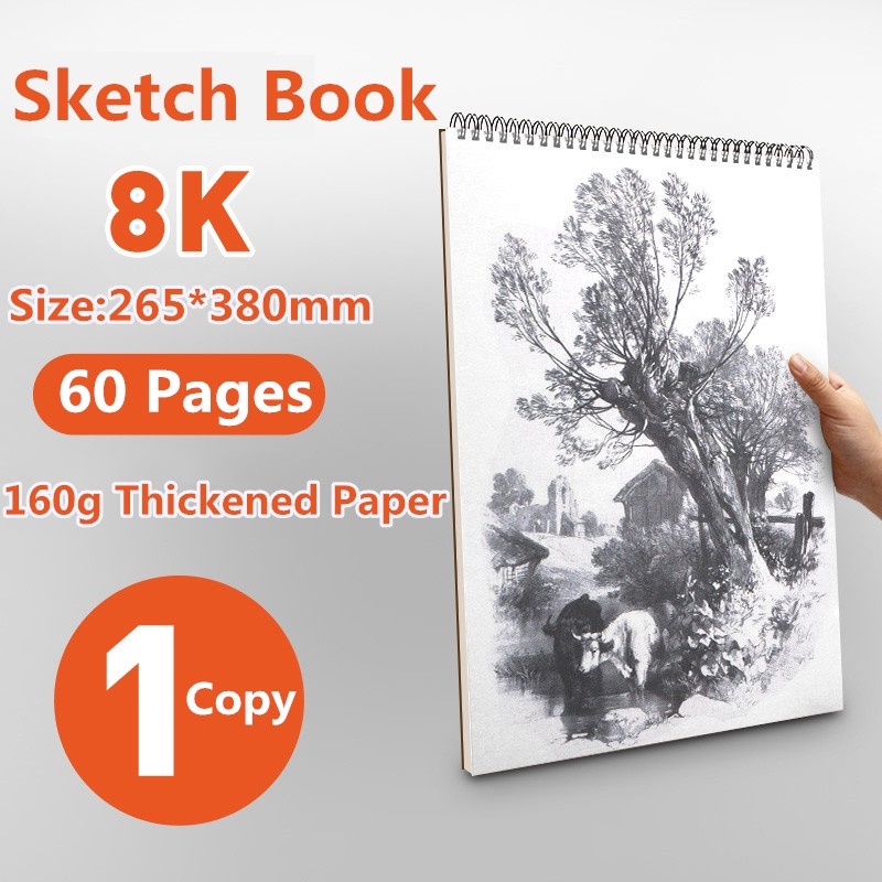 8K/16K Double Spring Sketch Book Big A4/A5 Kraft Blank Sketch Pad with ...