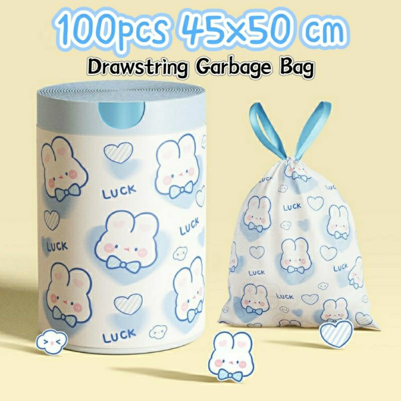 100pcs Drawstring Rabbit Garbage Bag Disposable Large Plastic Trash Bag ...