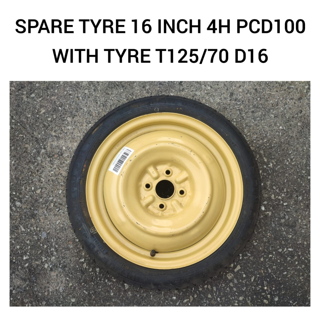 Spare Tyre 16 Inch 4H PCD100 ( T125/70 D16 ) For Wira Saga Vios Yaris City Jazz Fit Myvi Alza
