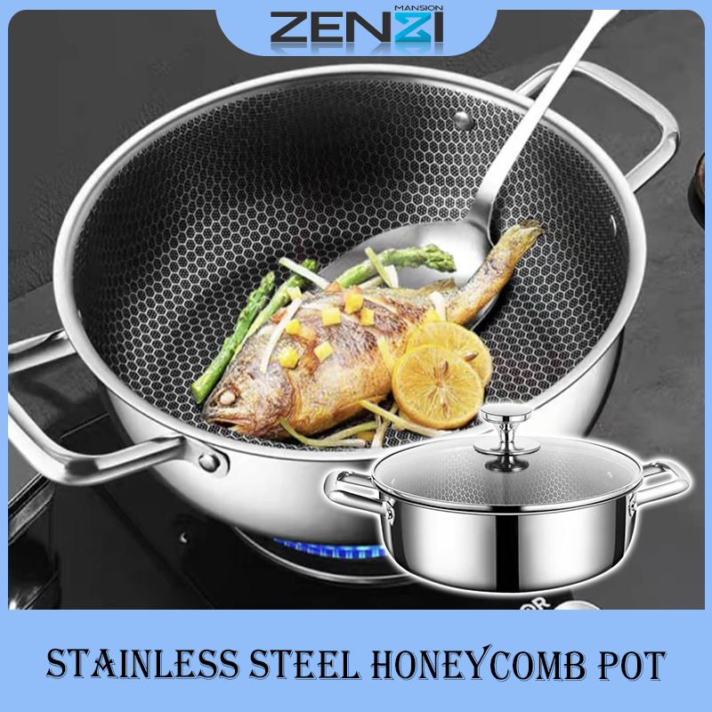 28CM / 30CM Stainless Steel Honeycomb Hot Pot With Lid Multifunction ...