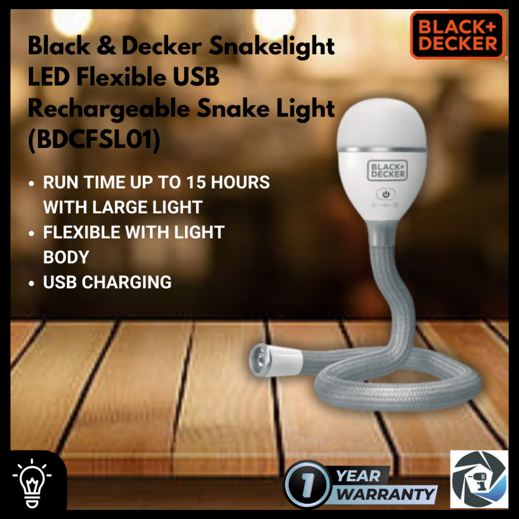 BLACK+DECKER Snake Light, Work Light, 2 Settings, Flexible and Rechargeable  (BDCFSL01)