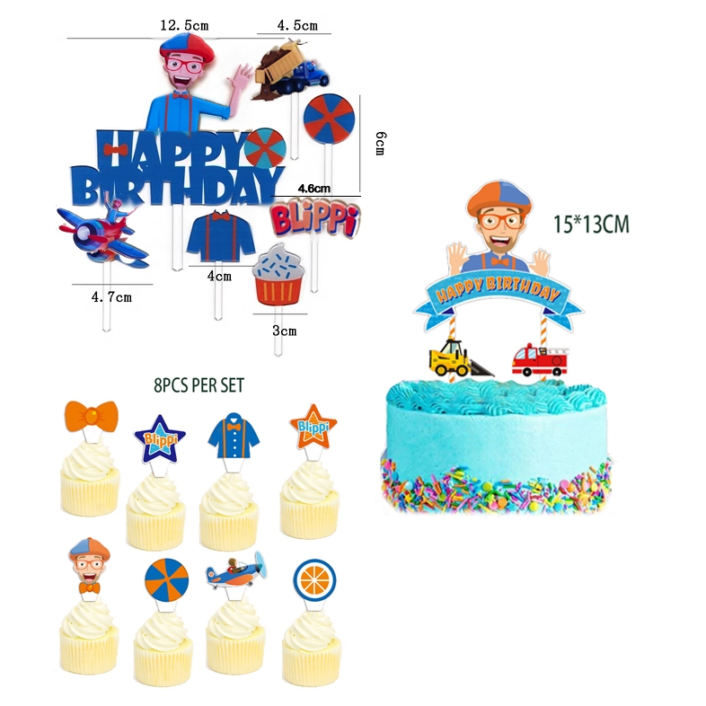 - Blippi Happy Birthday Cake Topper & Decoration / Birthday Party for