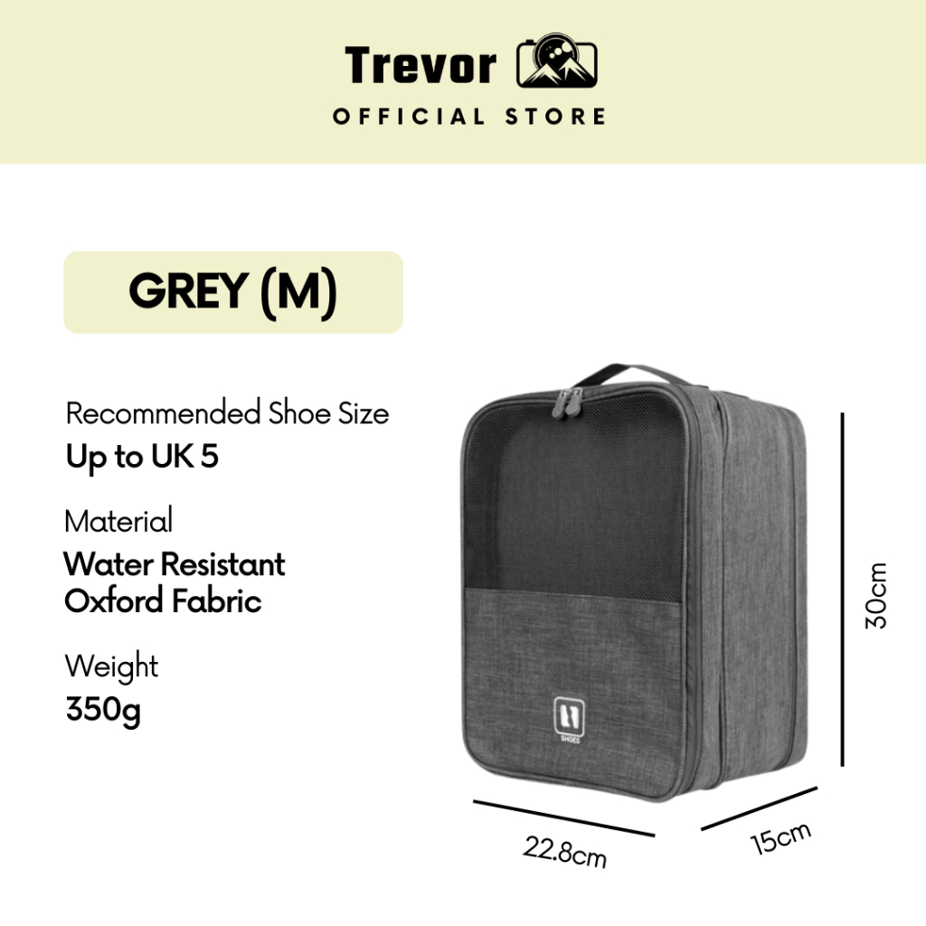 TREVOR Travel Shoes Bag Triple Compartment Men Women Large Portable Shoe Waterproof Organizer Beg Kasut Pouch Shopee Singapore