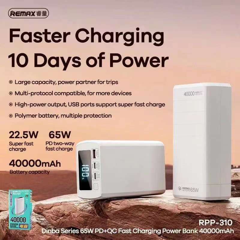 REMAX RPP-310 65W 40000mAh Powerbank / PD 65W + QC 22.5W Super Fast ...