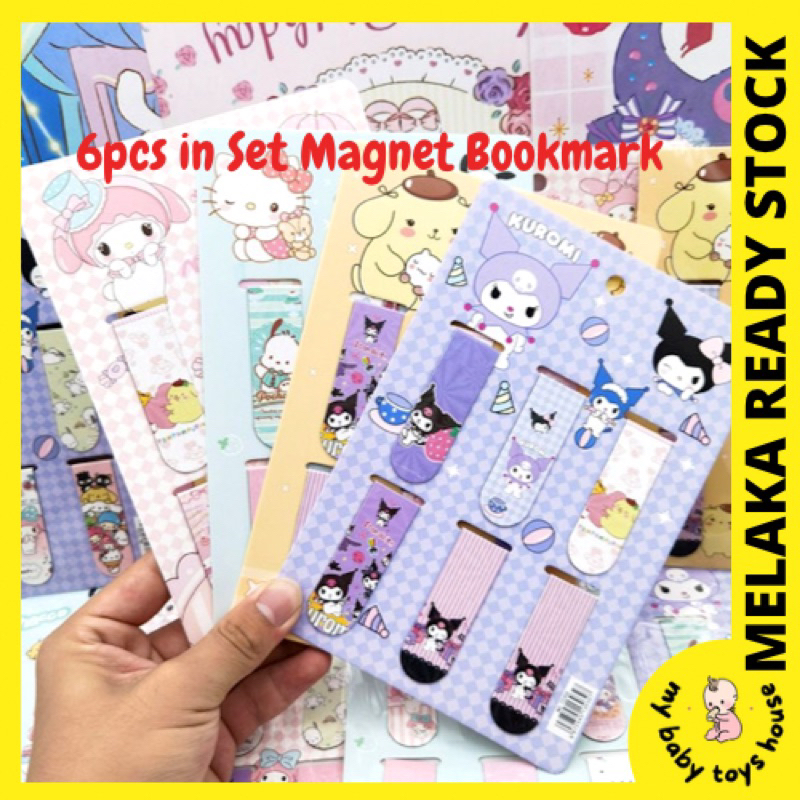 Sanrio Magnetic Bookmark 6Pcs/Set Mymelody Kuromi Cinnamoroll Cute Cartoon School Office ...