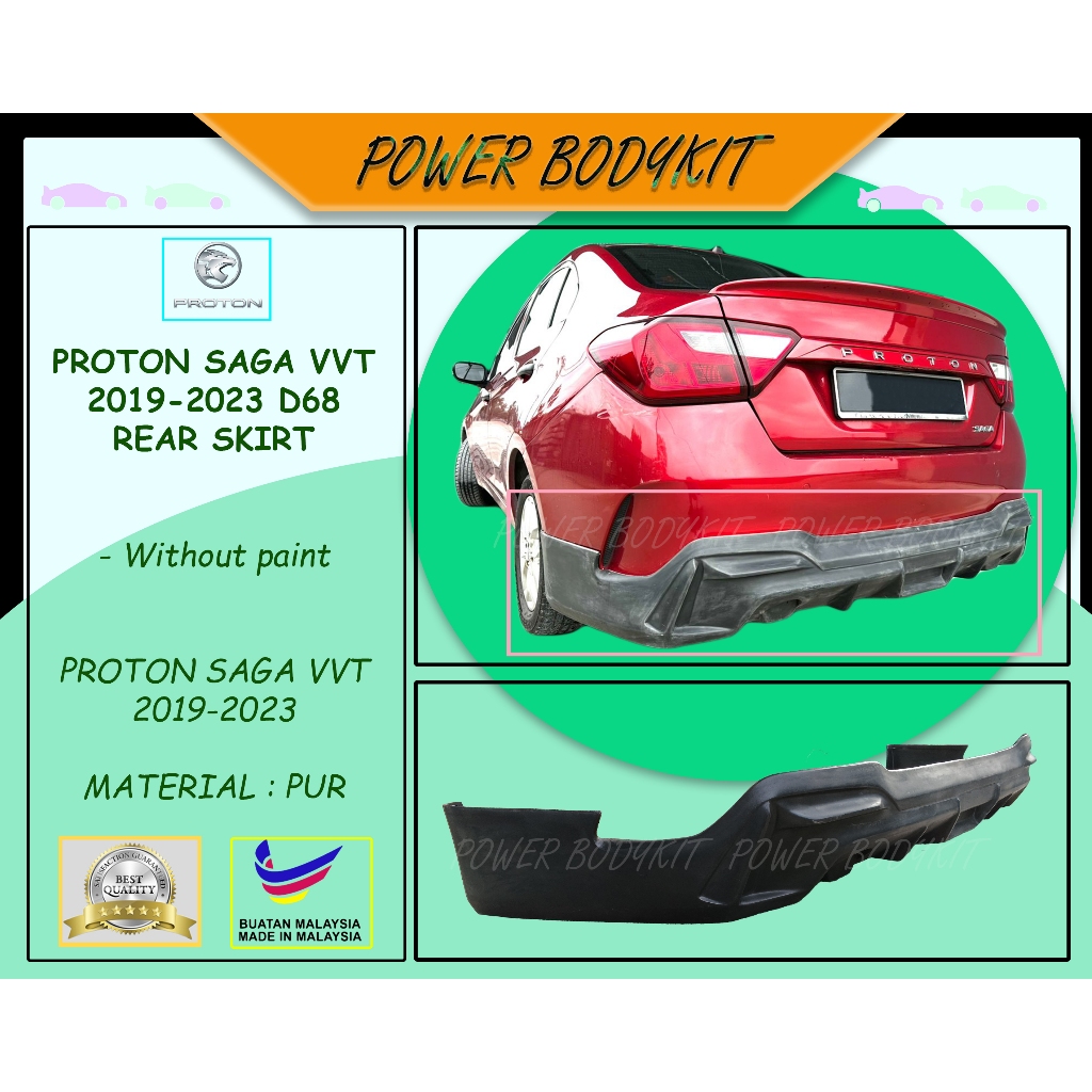 Proton Saga VVT 2019-2024 Design Drive 68 D68 Rear Skirt 2019 2020 2021 ...