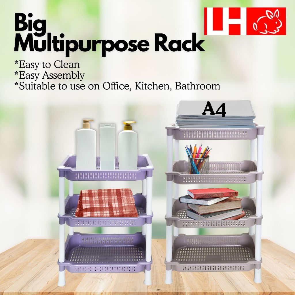 Multipurpose 3 Tier 4Tier Big Plastic Storage Rack Large Rack for Multi ...