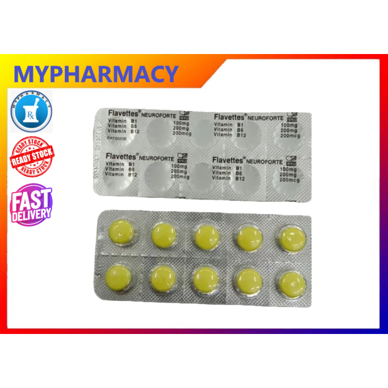 Flavettes Neuroforte Vitamin B1, B6, B12 10'S Generic Neurobion ...