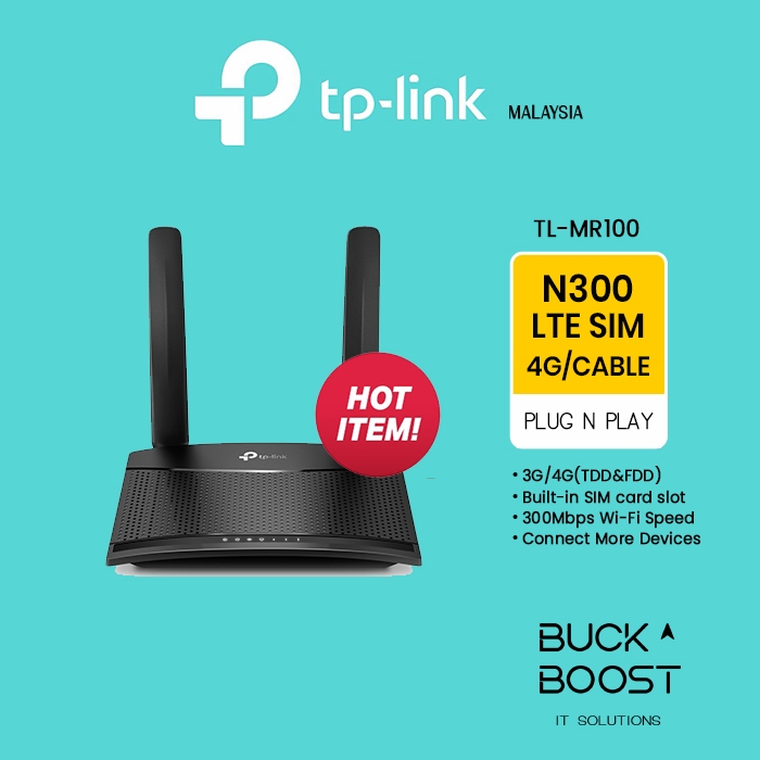 TPLINK (TLMR100) Wireless N300 4G LTE Mobile Direct Sim Modem Router