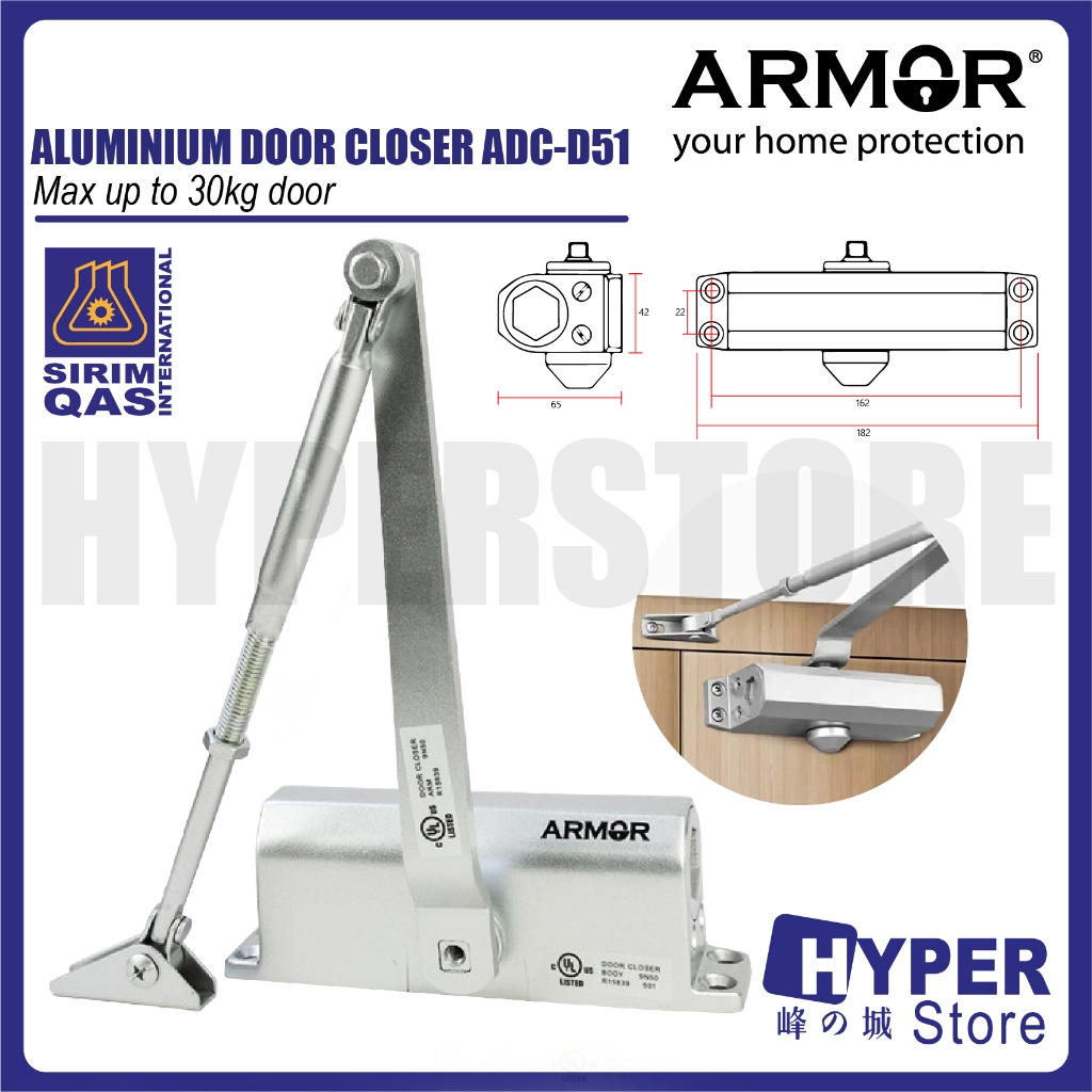 ARMOR / BELLE Aluminium Door Closer Automatic Adjustable Spring Door