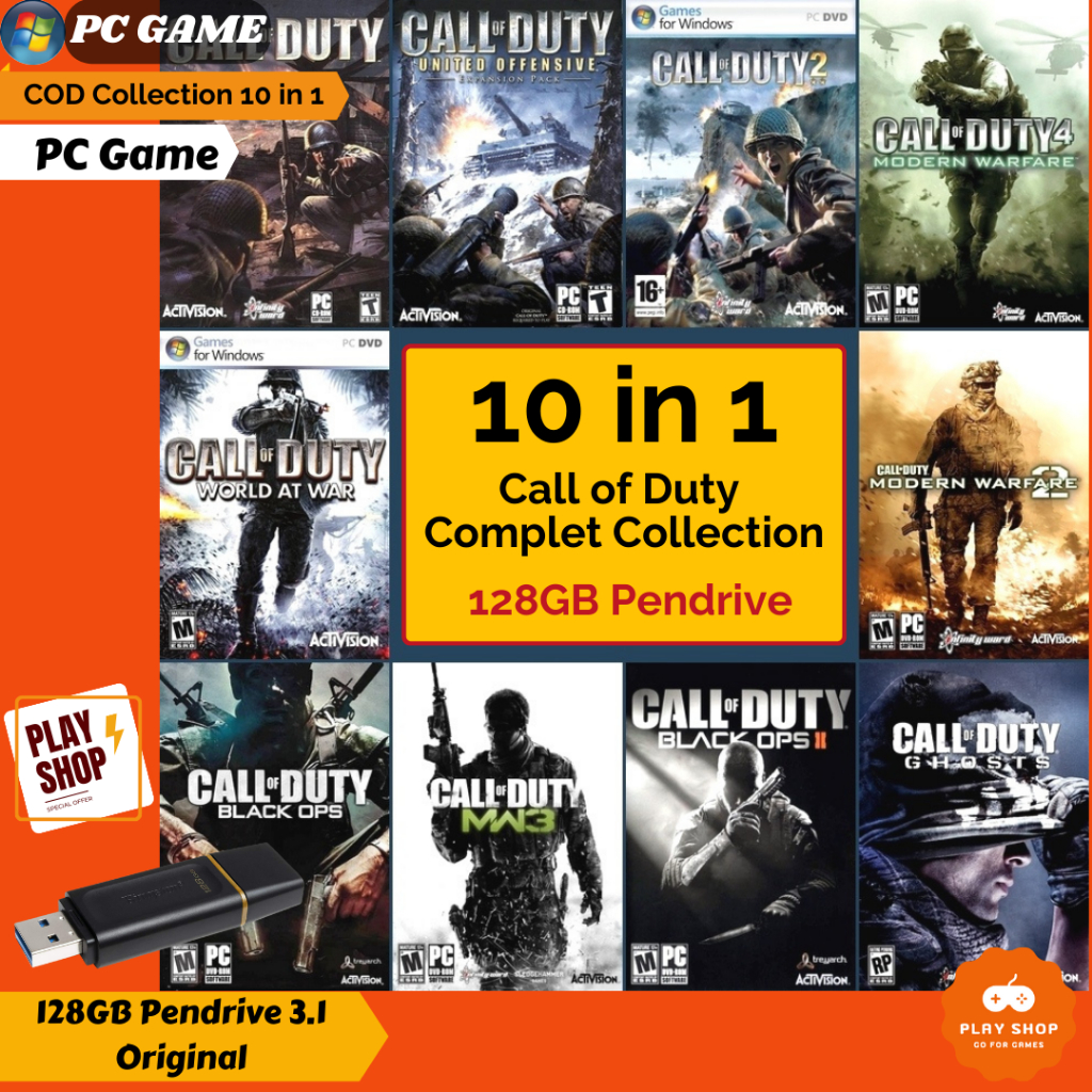 Call Of Duty Collection 10 in 1 Pendrive 128GB PC Game Black OPs 2 MW3 ...