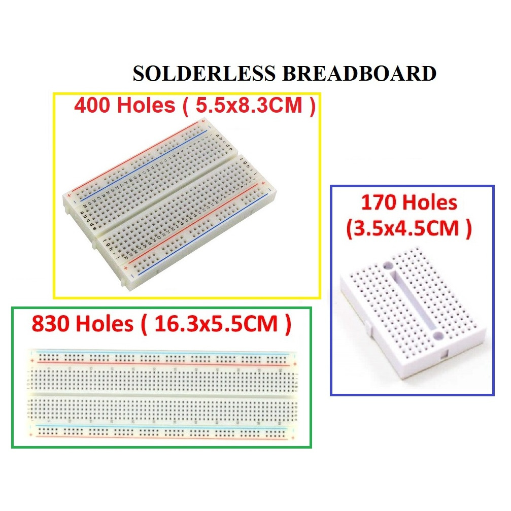 MB102 Solderless Mini / Medium / Large Breadboard 170 / 400 / 830 Holes ...