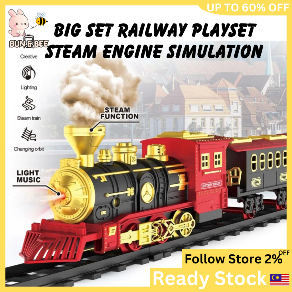 Big Set Electric Railway Train Toys With Smoke Effect Railway Playset ...