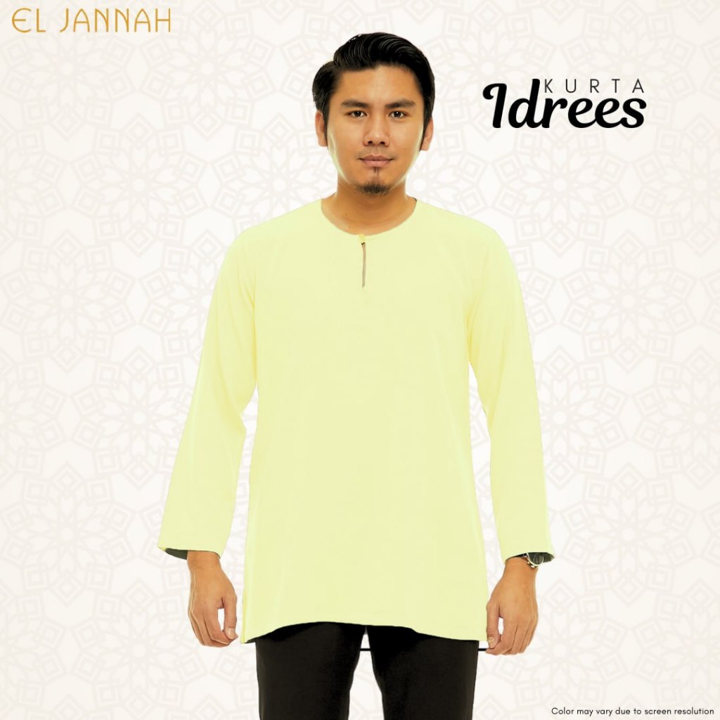 Kurta Idrees Soft Yellow Men Kurta Lelaki Dewasa Plus Size Premium Como ...