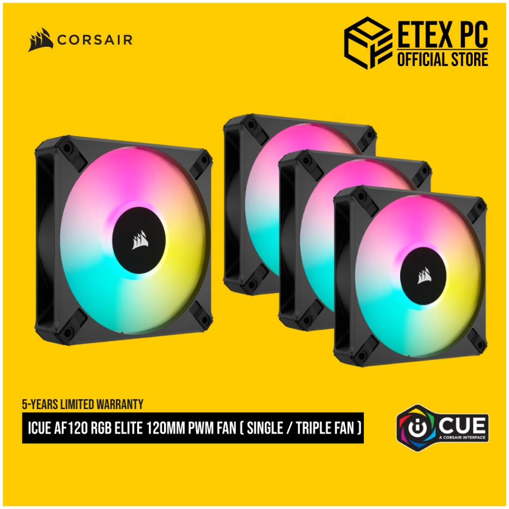CORSAIR iCUE AF120 RGB ELITE 120mm PWM Fan ( Single / Triple Fan ) Shopee Singapore