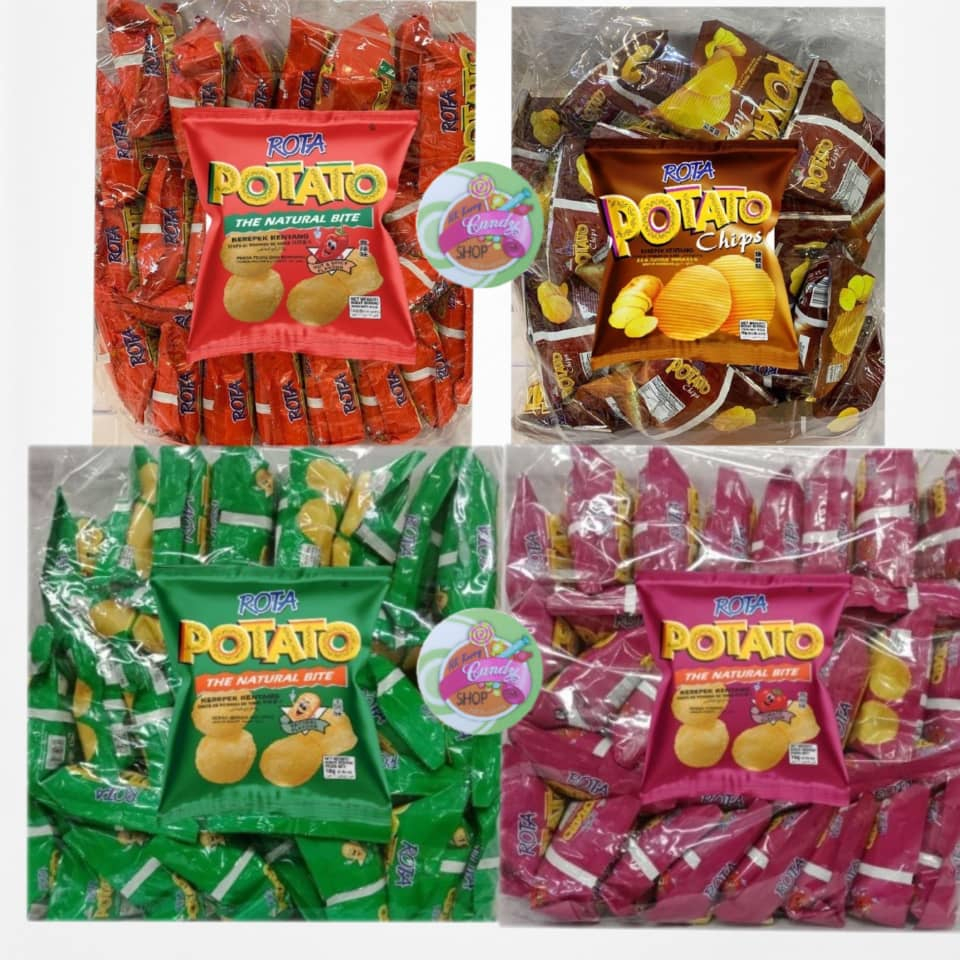 Rota Potato Chips Natural HOT AND SPICY/BBQ/NATURAL/TOMATO 16G X 30 ...