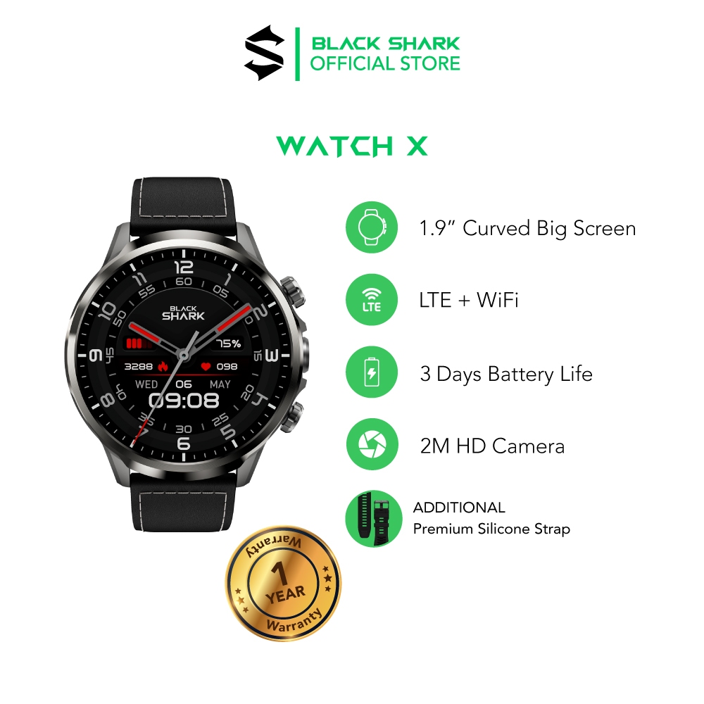 NEW Black Shark Smart Watch X Smartwatch LTE WiFi 1.9 Curved Big Screen 2M HD Camera Powered by Android Shopee Singapore