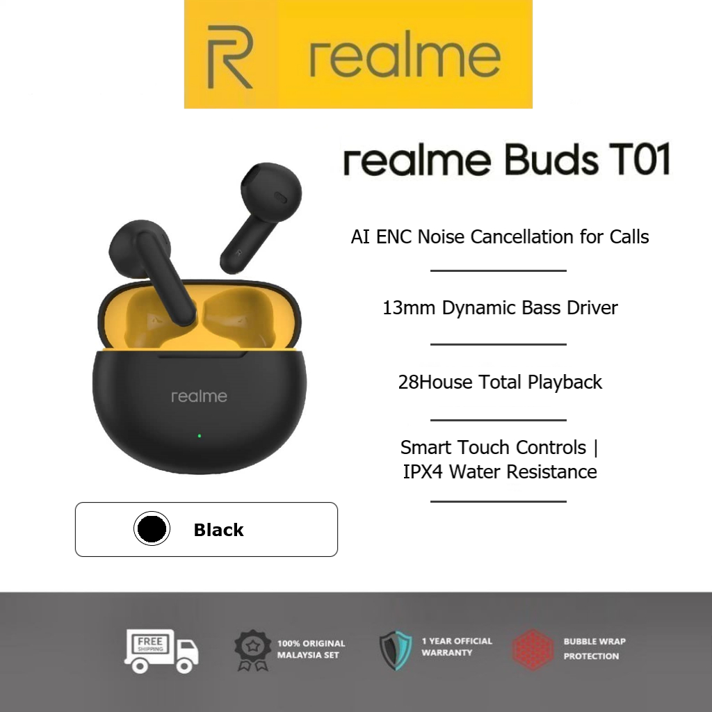 realme Techlife Buds T01 28 hours Total Playback IPX5 Water