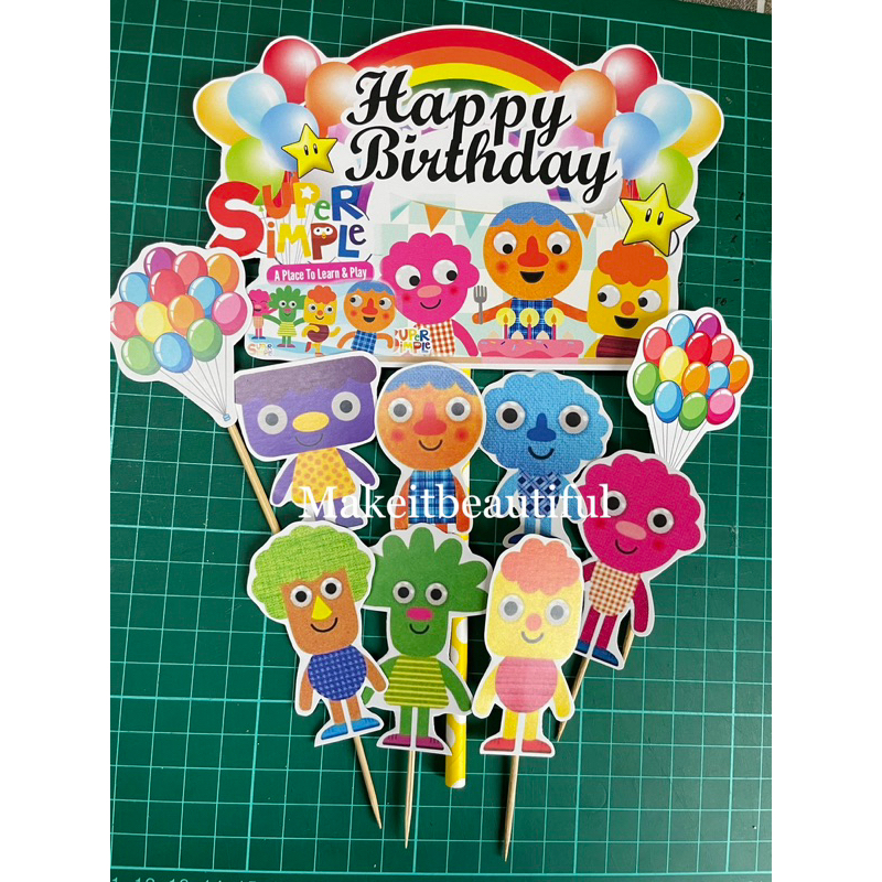 Cake Topper Birthday (Super Simple Cartoon) | Shopee Singapore