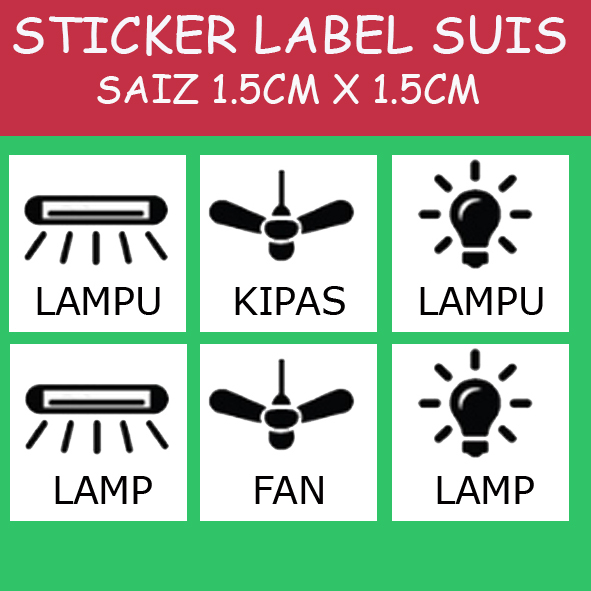 48pcs Label Suis Readymade Kipas Fan Lampu Lamp Malay English | Shopee ...