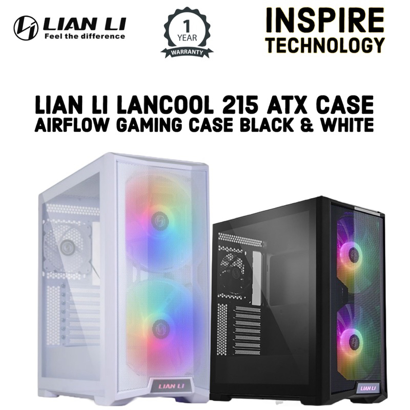 LIAN LI LANCOOL 215 ATX CASE AIRFLOW GAMING CASE (215X/215W) | Shopee ...