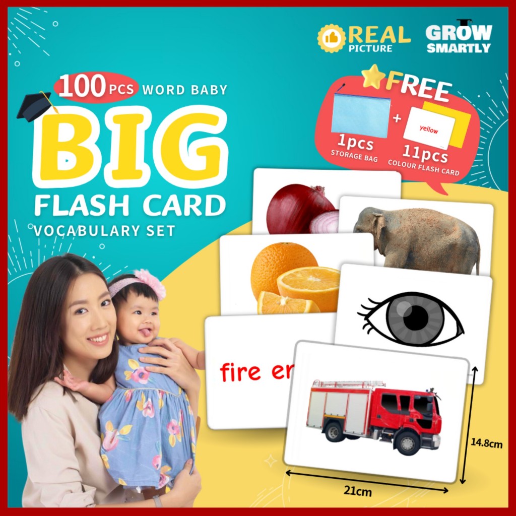 100 pcs Big Flash Card for baby learning flash card for kids Vegetables Body Parts Fruits