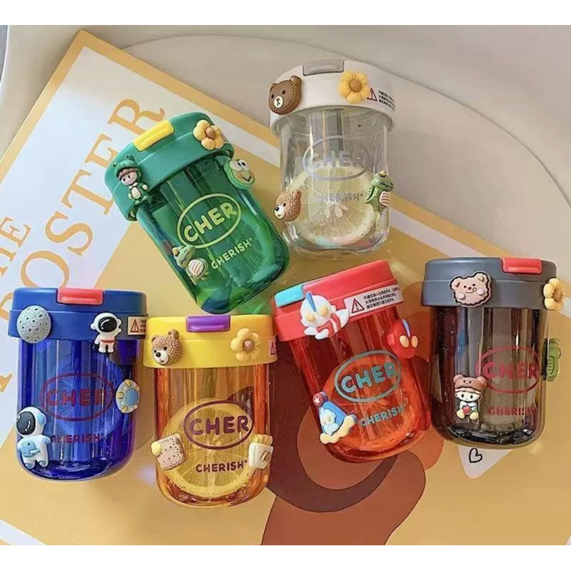 Mini Compact Student Portable Water Bottle Straw Cup 300ml | Shopee ...