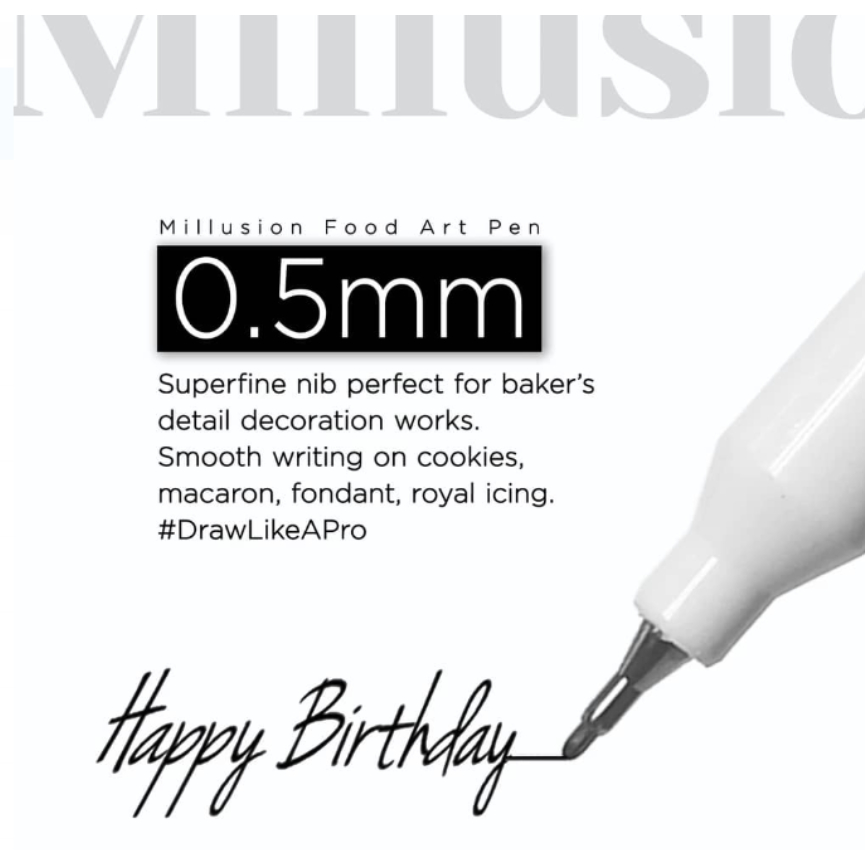 Millusion Edible Food Art Pen Cake Marker- Dual Nibs Edible Pen Cake ...