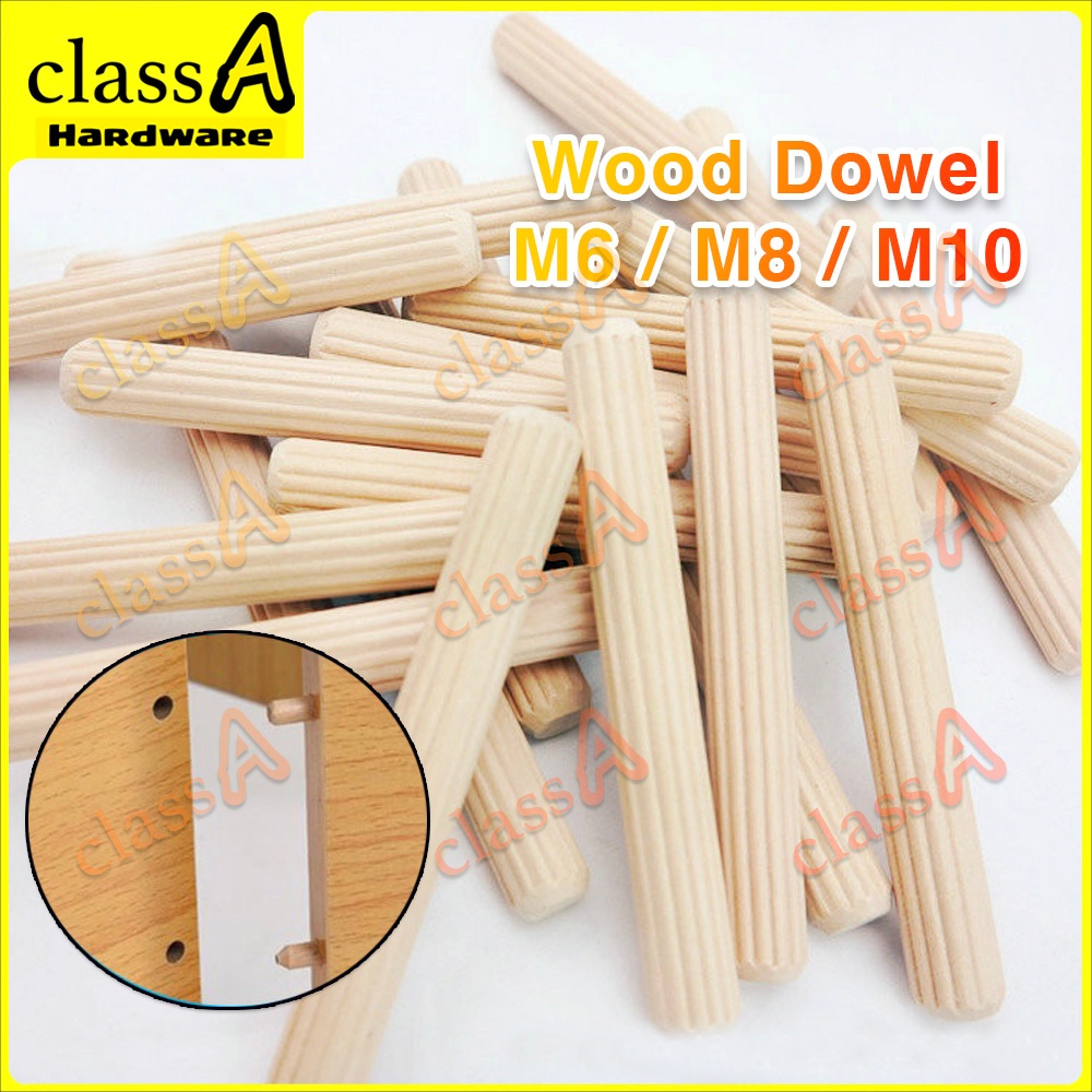 ClassAHW Quality Wood Dowel Furniture Joint Wood Pin M6 M8 M10 Kayu ...