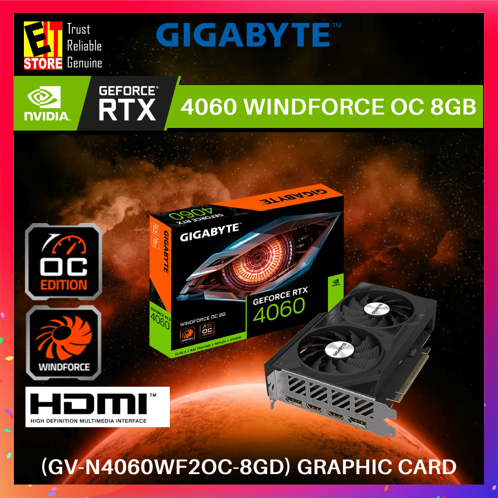 GIGABYTE GRAPHIC CARD GeForce RTX 4060 WINDFORCE OC 8GB GDDR6 (GV