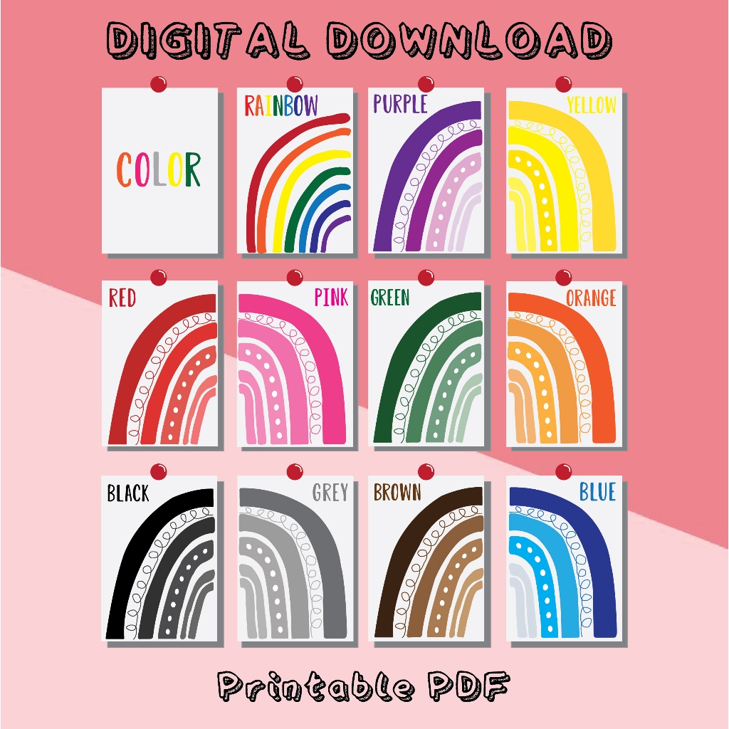 [ Soft Copy/ PDF ] Printable Color Flash Cards | Kindergarten Flash ...