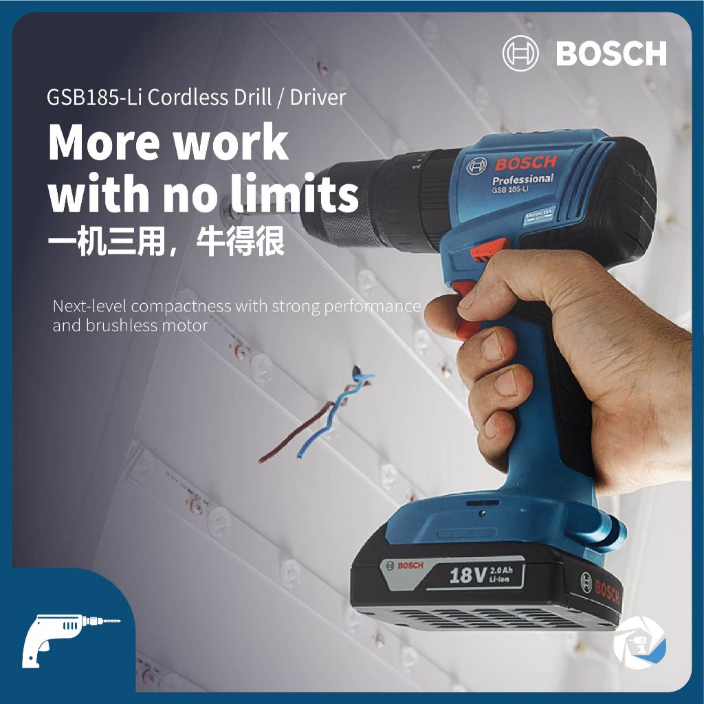 BOSCH 18V GSB185-LI CORDLESS BRUSHLESS IMPACT DRILL | REPLACE GSB180 ...