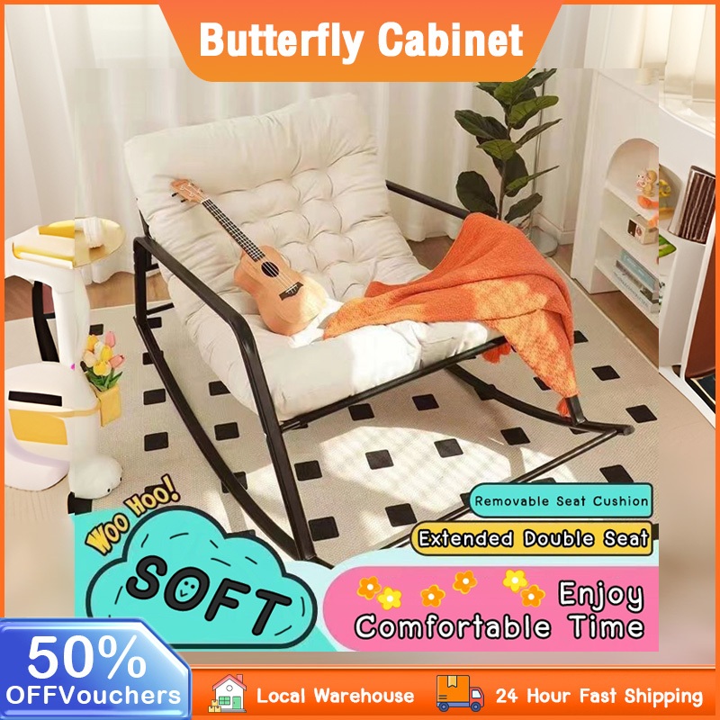 Double Lazy Rocking Chair Living Room Bedroom Rest Room Lounge Chair ...