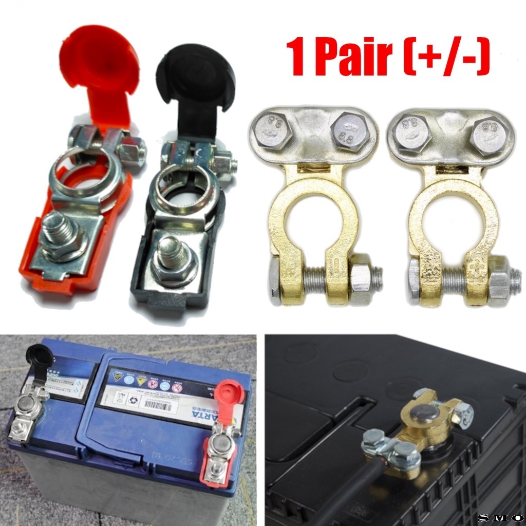 Positive & Negative Car Battery Terminal Clamp Connector Pair