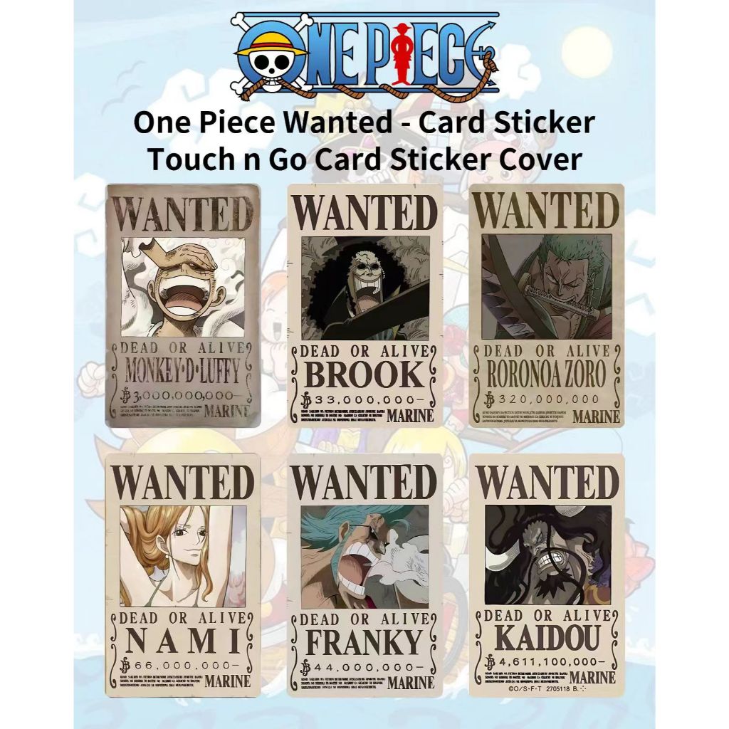One Piece Wanted - Card Sticker/Touch n Go Card Sticker Cover | Shopee ...