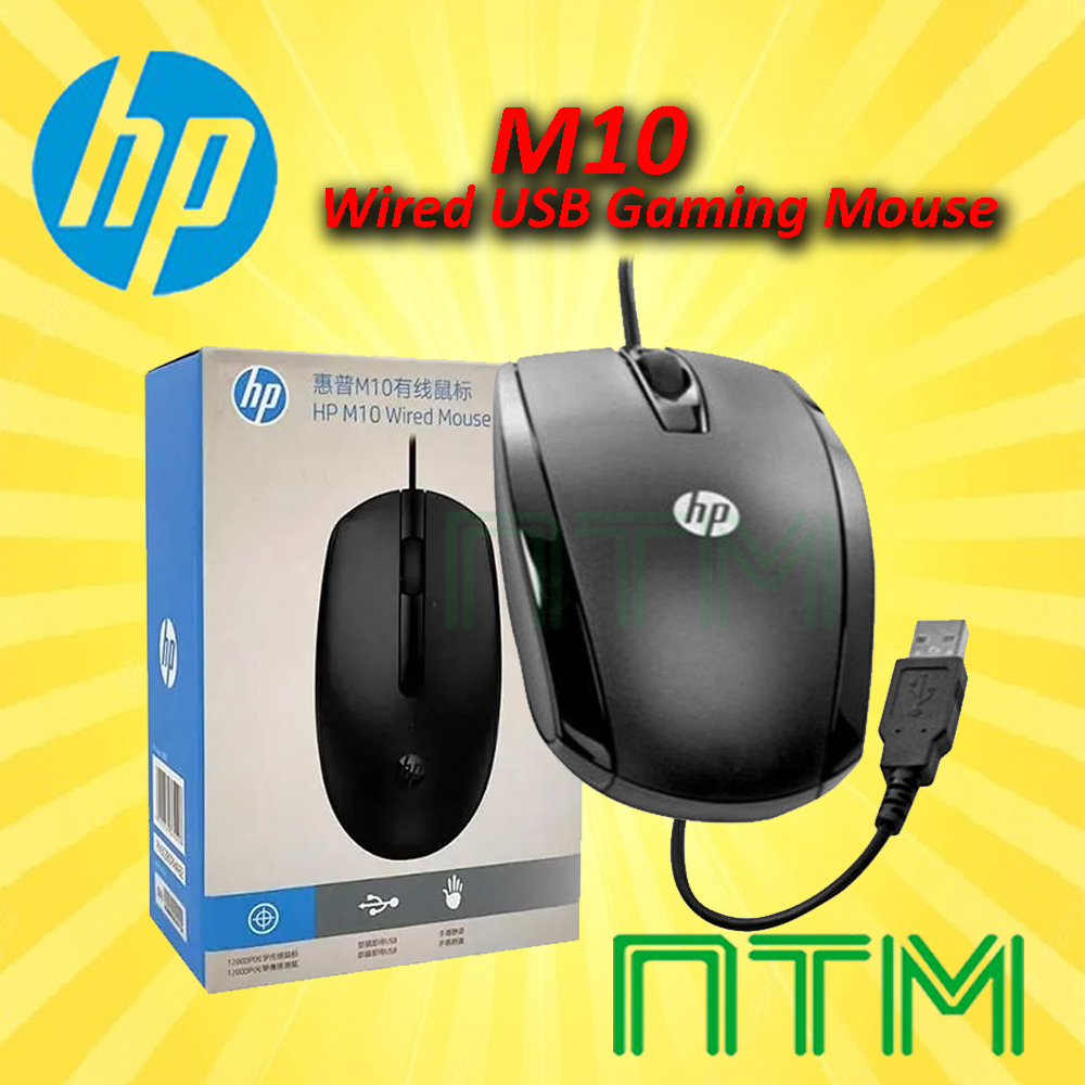 HP M10 Wired Mouse HP M10 Wired USB Mouse 1,000 DPI ( Black ) | Shopee ...