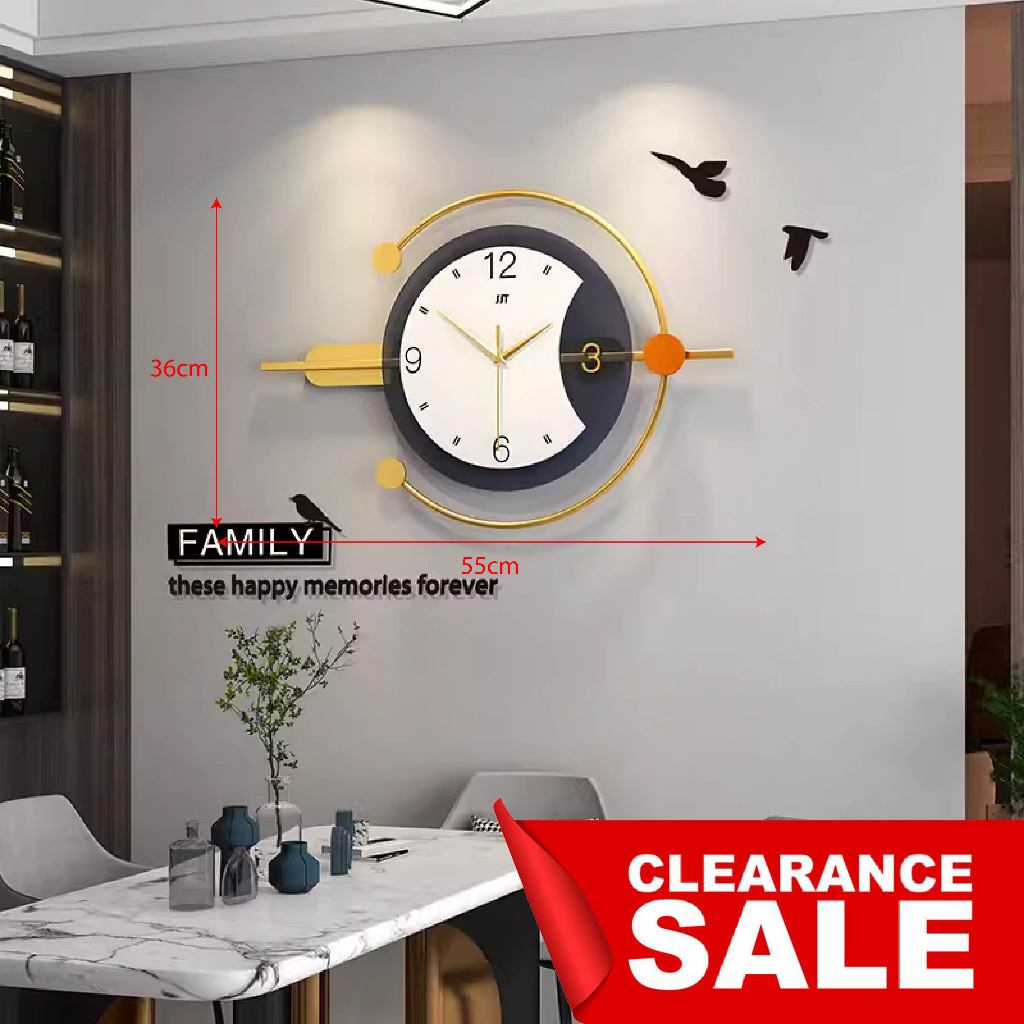 ARI Luxury 3D Metal Frame Circular Creative Mural Wall Clock with ...