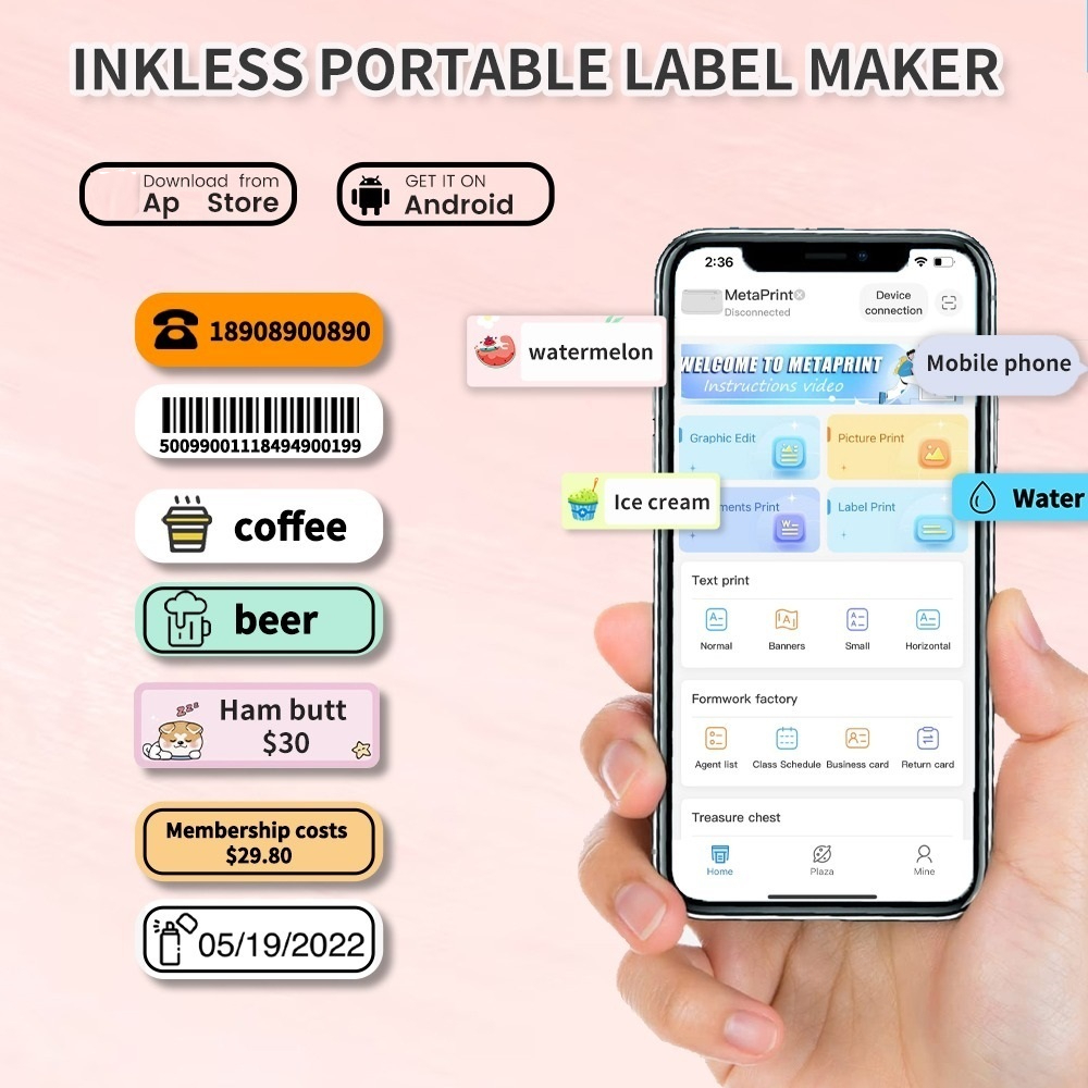 AIYIN D11 PRO PORTABLE MINI THERMAL LABEL PRINTER LABEL MAKER STICKER ...