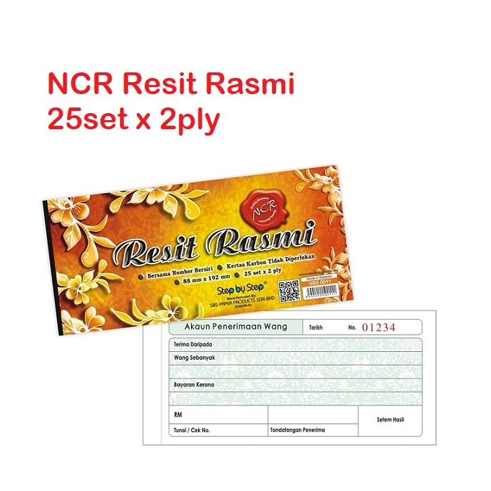 NCR Resit Rasmi - With Numbering ( 25set x 2ply / 50set x 2ply ...