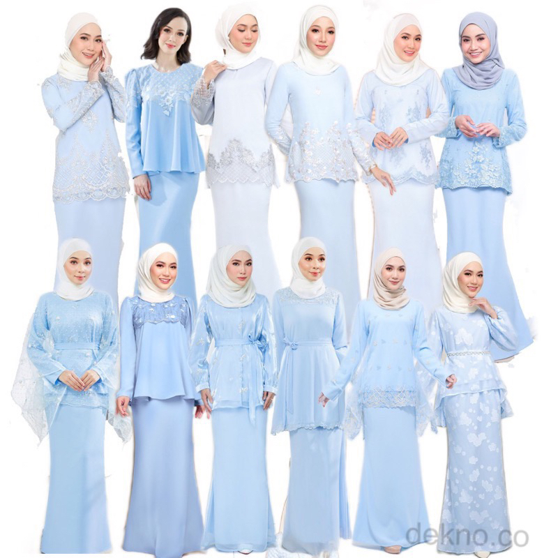 (S-XL) BABY BLUE DUSTY BLUE TEMA BAJU KURUNG RAYA NIKAH TUNANG DINNER ...